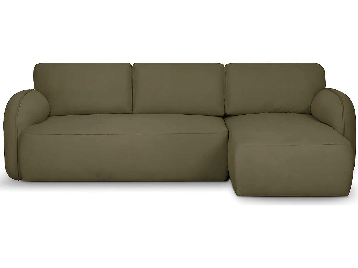 Canapé d'angle réversible convertible 5 places avec coffre de rangement en tissu vert olive - Cozy