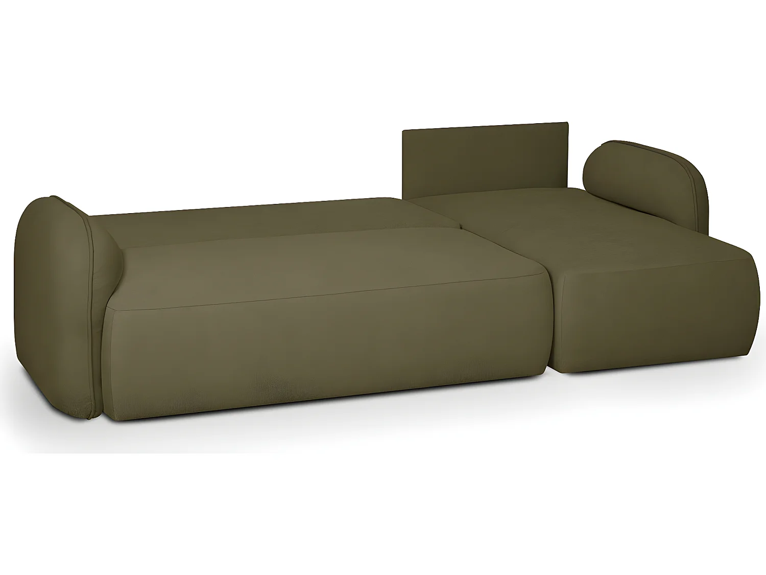 Canapé d'angle réversible convertible 5 places avec coffre de rangement en tissu vert olive - Cozy