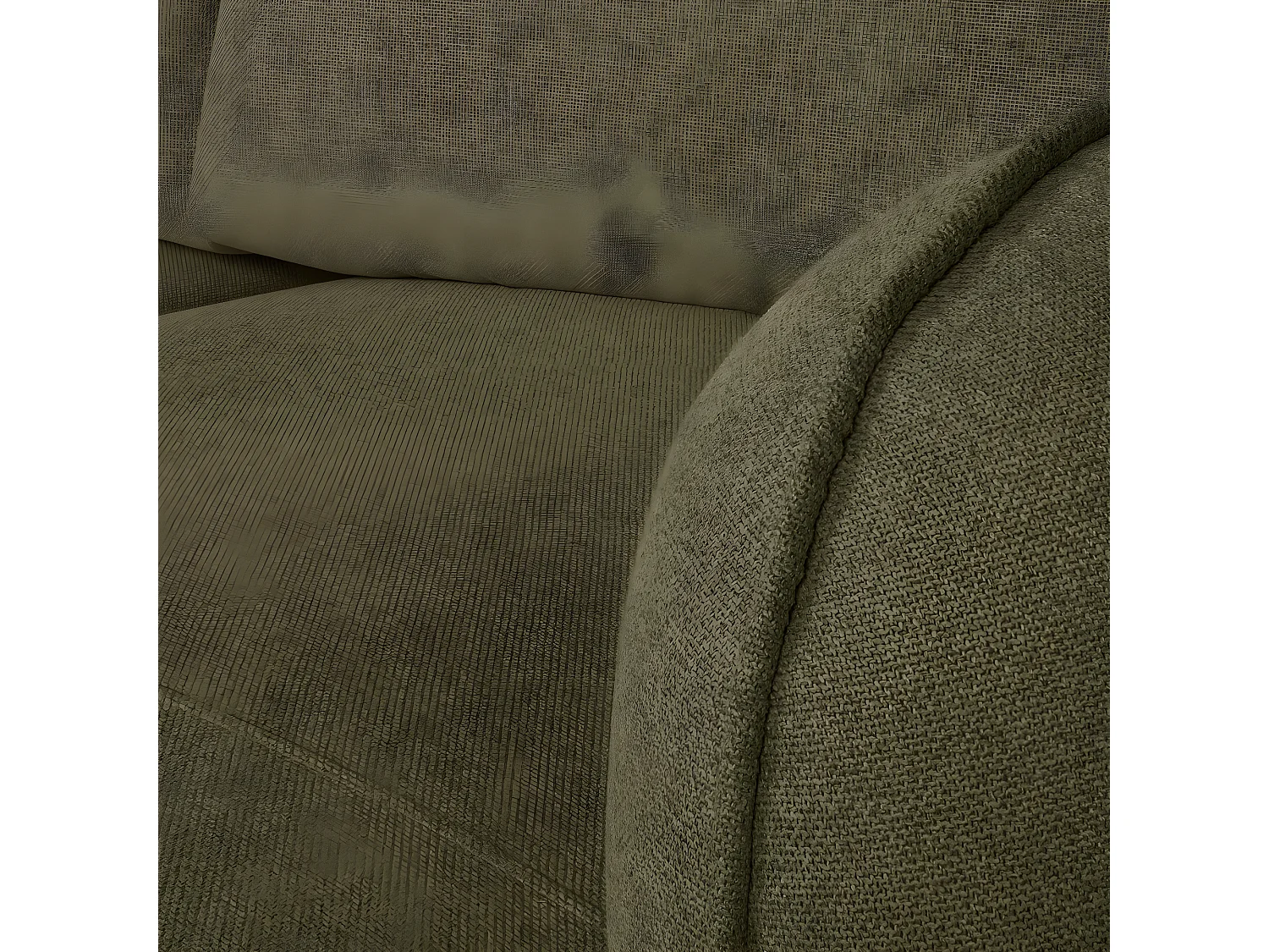 Canapé d'angle réversible convertible 5 places avec coffre de rangement en tissu vert olive - Cozy