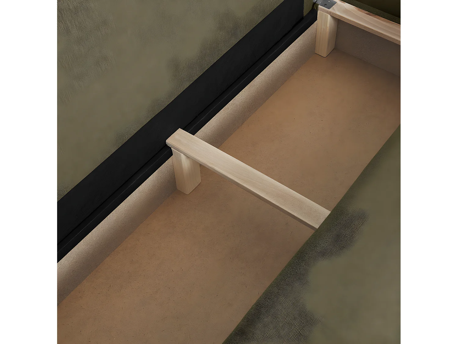 Canapé d'angle réversible convertible 5 places avec coffre de rangement en tissu vert olive - Cozy