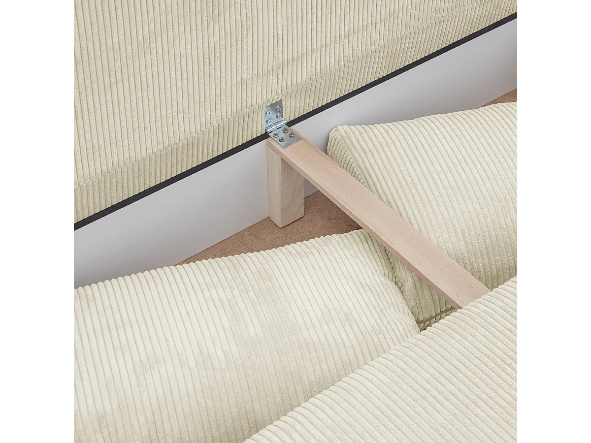 Canapé convertible 3 places avec coffre de rangement en velours côtelé beige - Laria