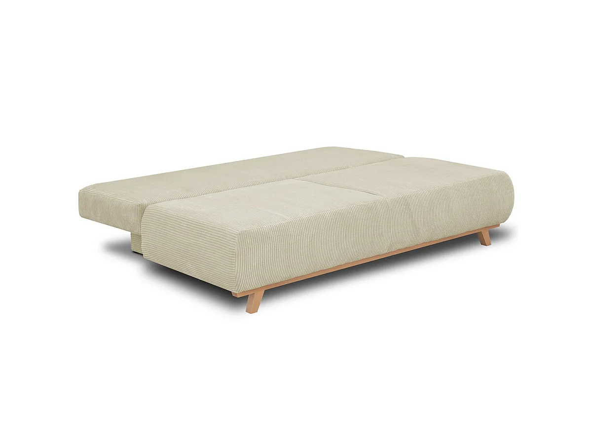 Canapé convertible 3 places avec coffre en velours côtelé beige