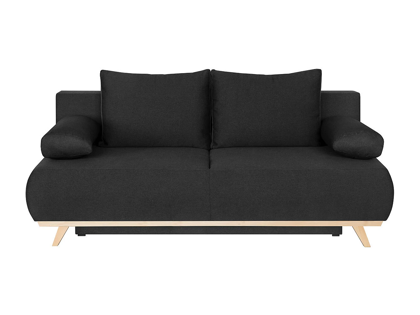 Canapé convertible 3 places avec coffre de rangement en tissu gris anthracite - Laria