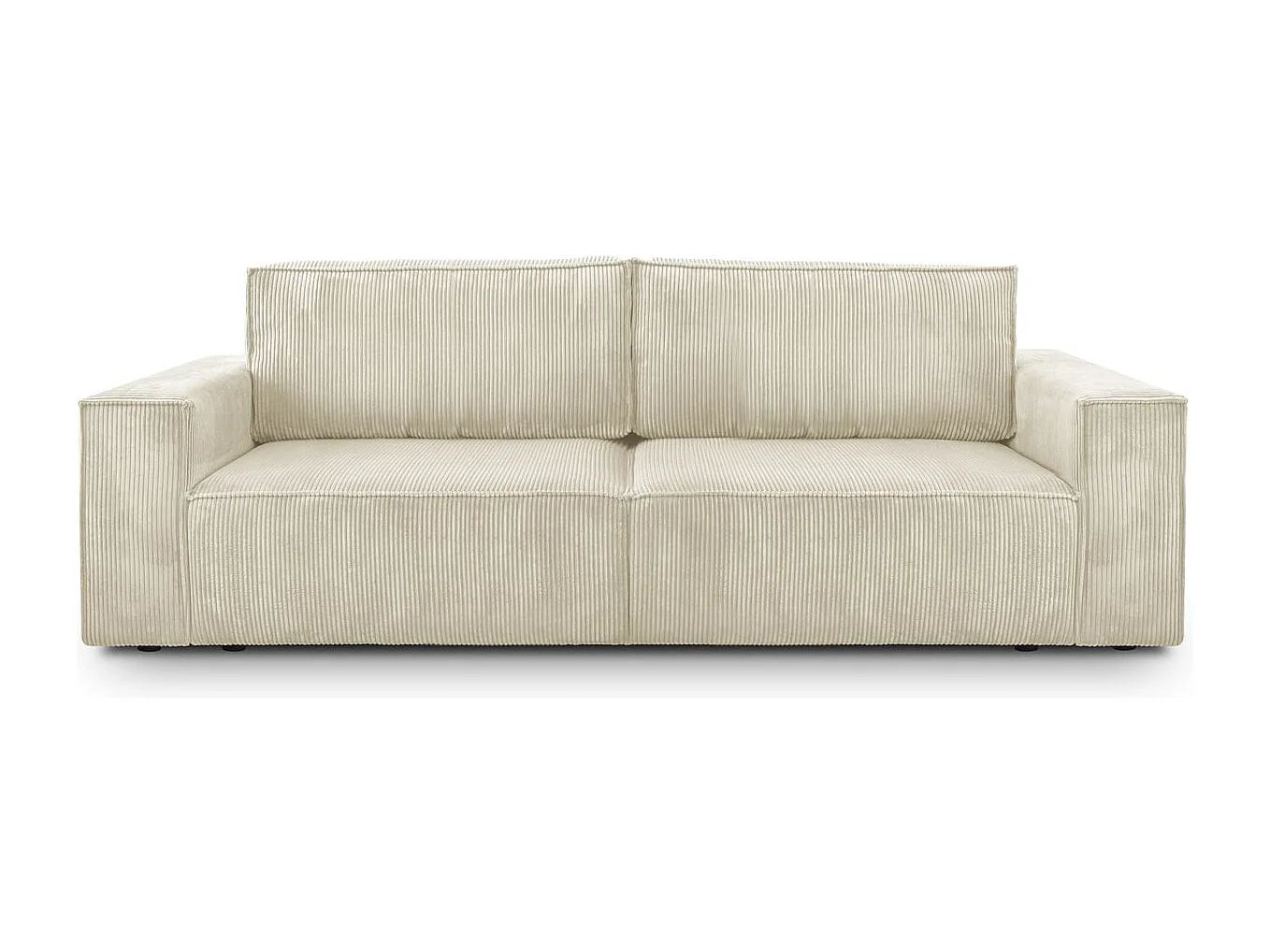 Canapé convertible 3 Places avec coffre de rangement en velours côtelé beige - Harper