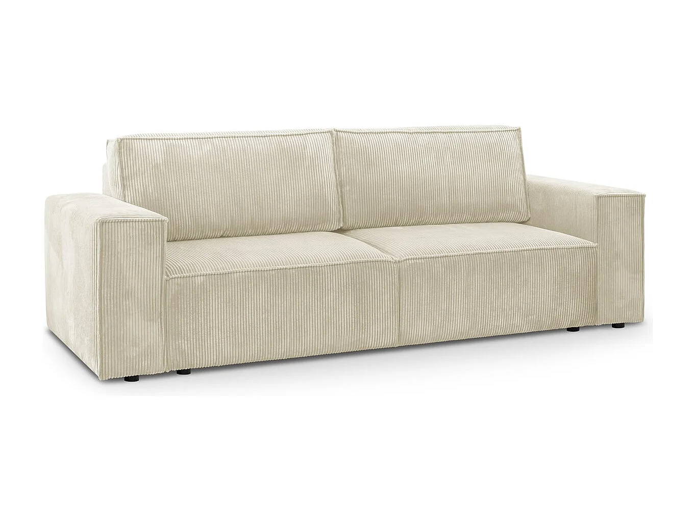 Canapé convertible 3 Places avec coffre de rangement en velours côtelé beige - Harper