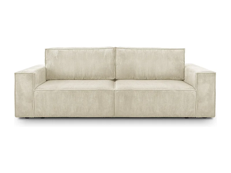 Canapé convertible 3 Places avec coffre de rangement en velours côtelé beige - Harper