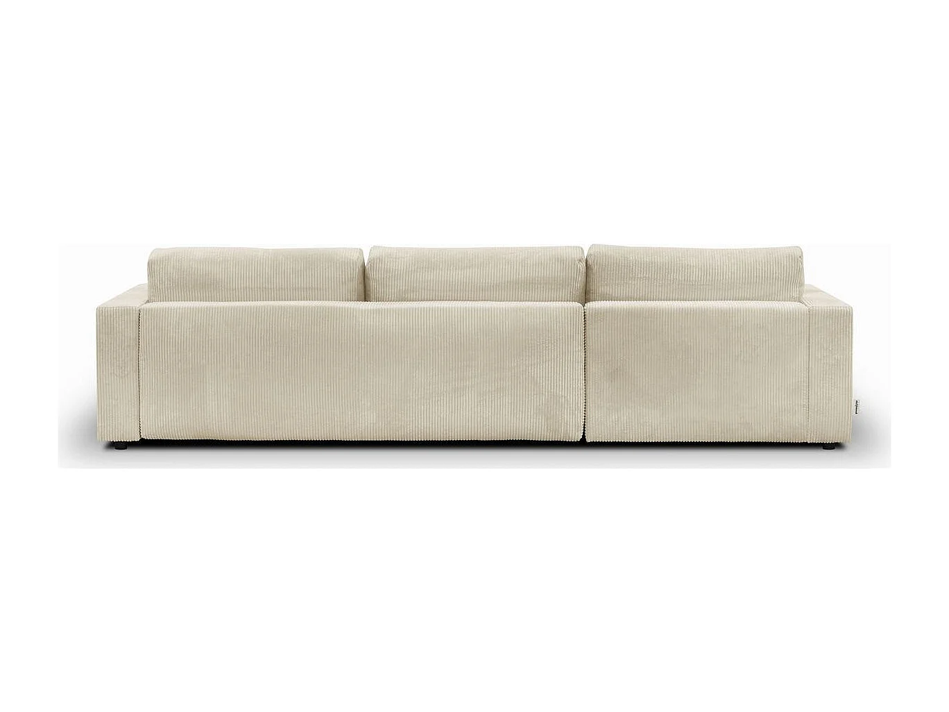 Canapé d'angle gauche convertible 5 places en velours côtelé beige - Robin