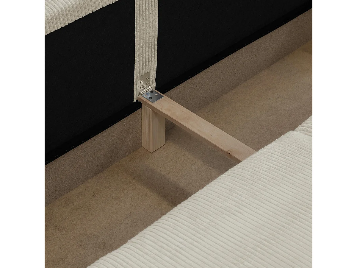 Canapé d'angle convertible 5 places en velours côtelé beige