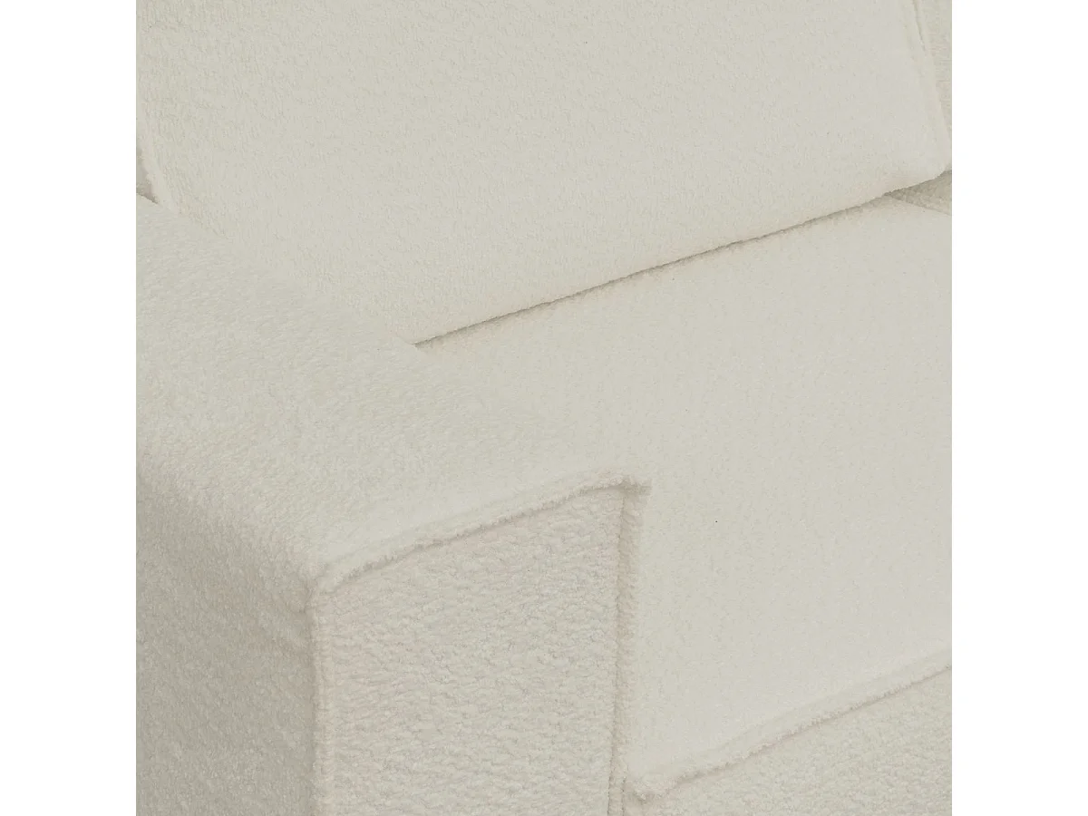 Canapé d'angle convertible 5 places avec coffre en tissu ivoire
