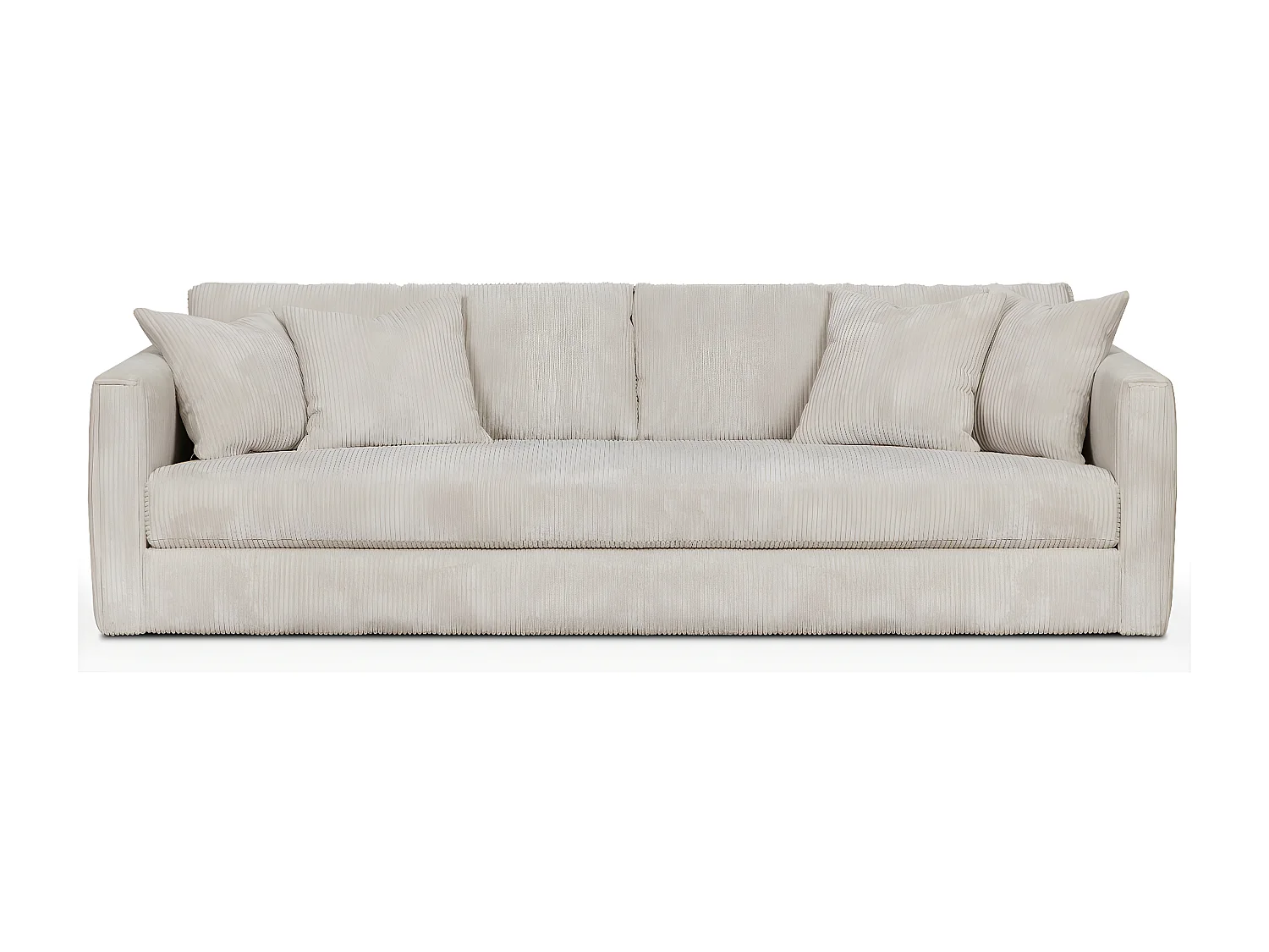 Canapé 4 places en velours côtelé beige + 4 coussins - Denver