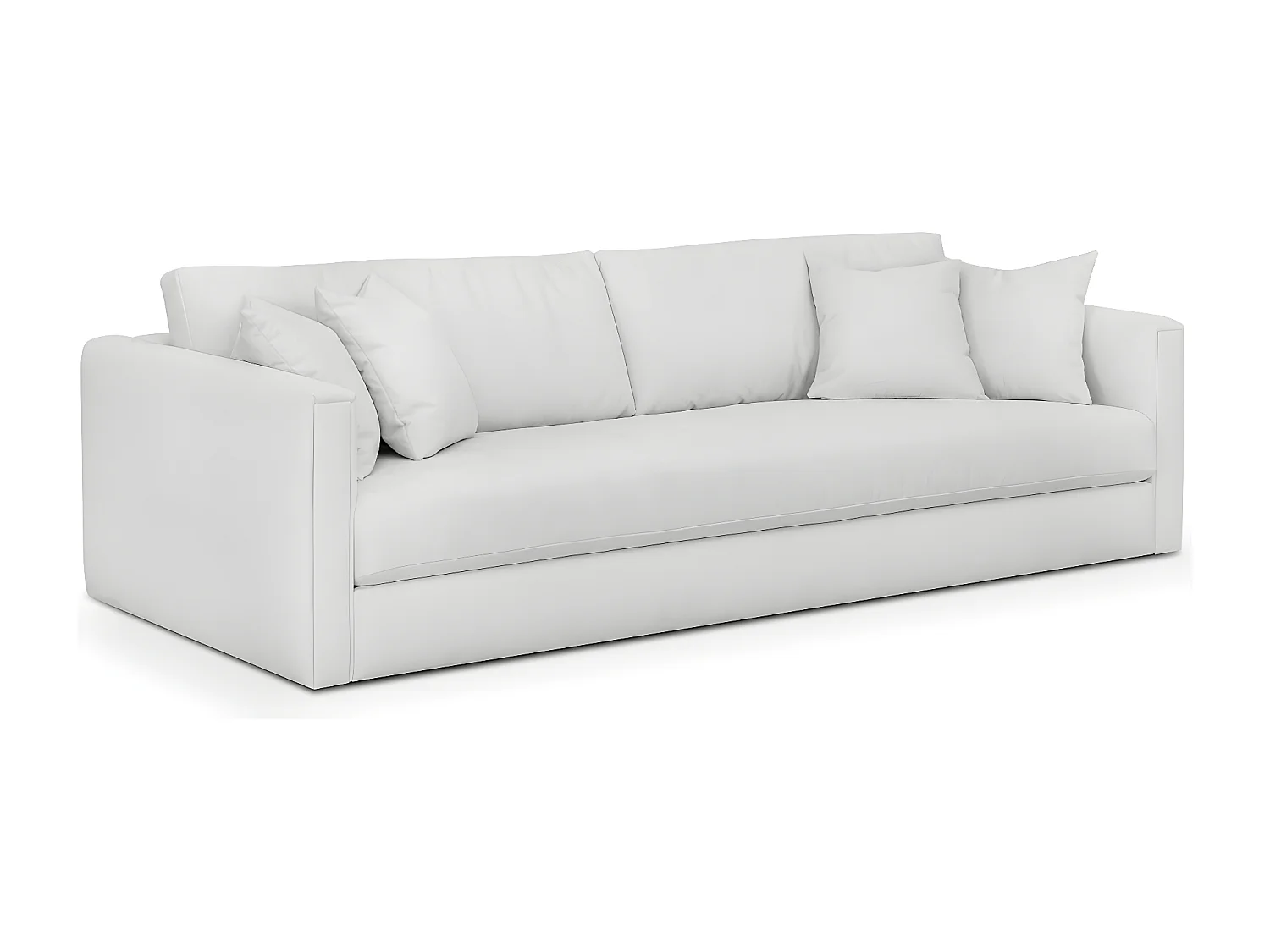 Canapé 4 places en tissu beige ivoire + 4 coussins - Denver