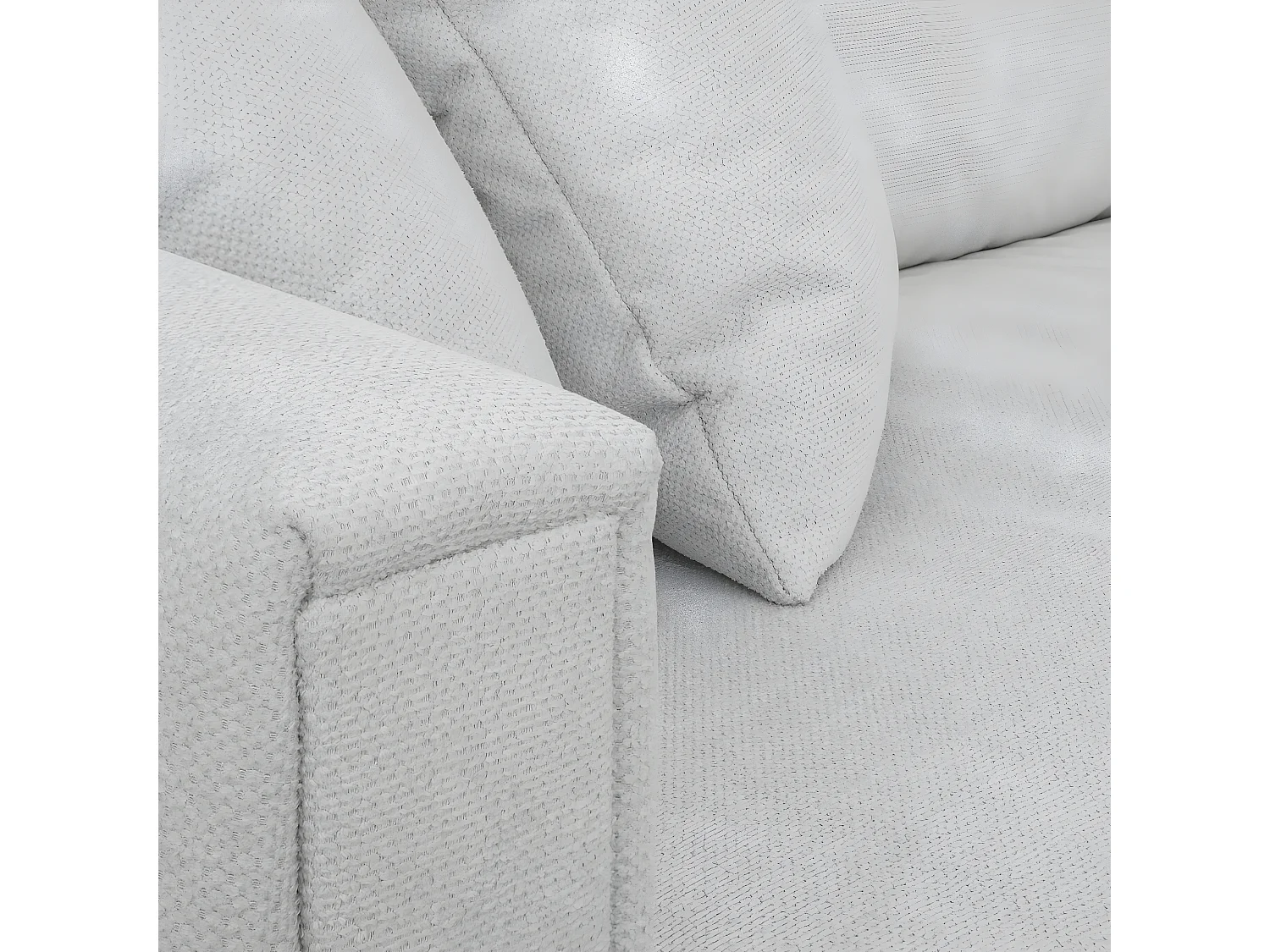 Canapé 4 places en tissu beige ivoire + 4 coussins - Denver