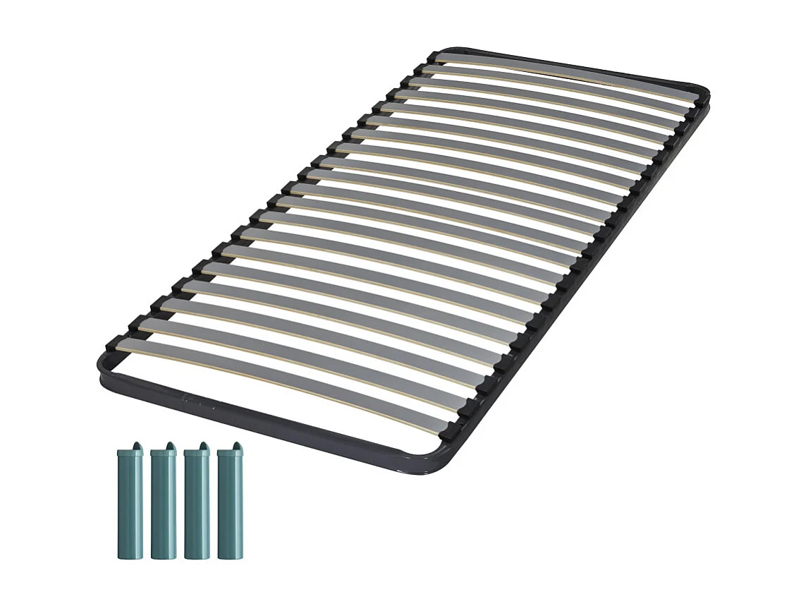 Sommier à lattes + pieds 90x200 Epsilon - 20 lattes bois - Fabrication française