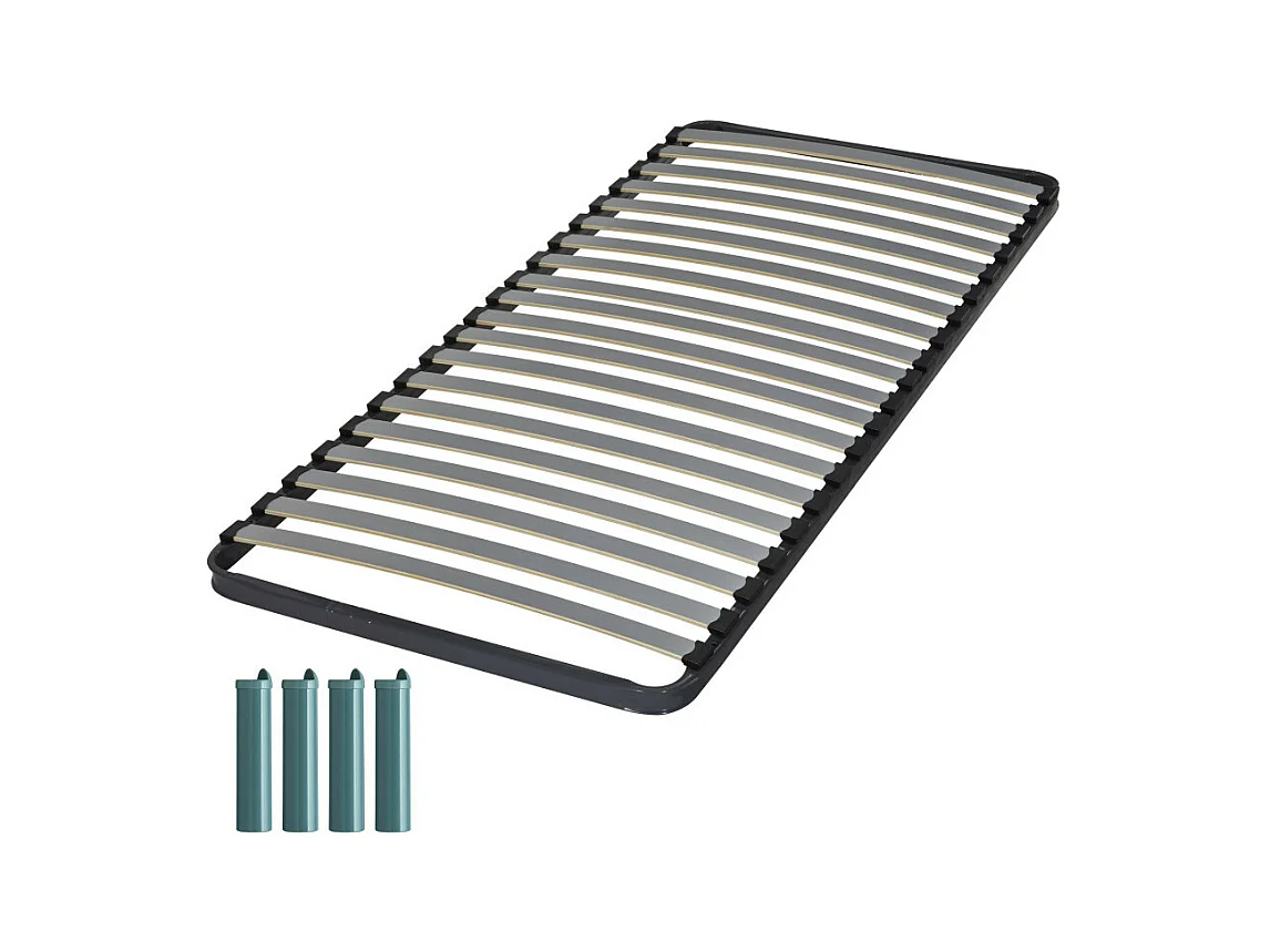 Sommier à lattes + pieds 90x200 Epsilon - 20 lattes bois - Fabrication française