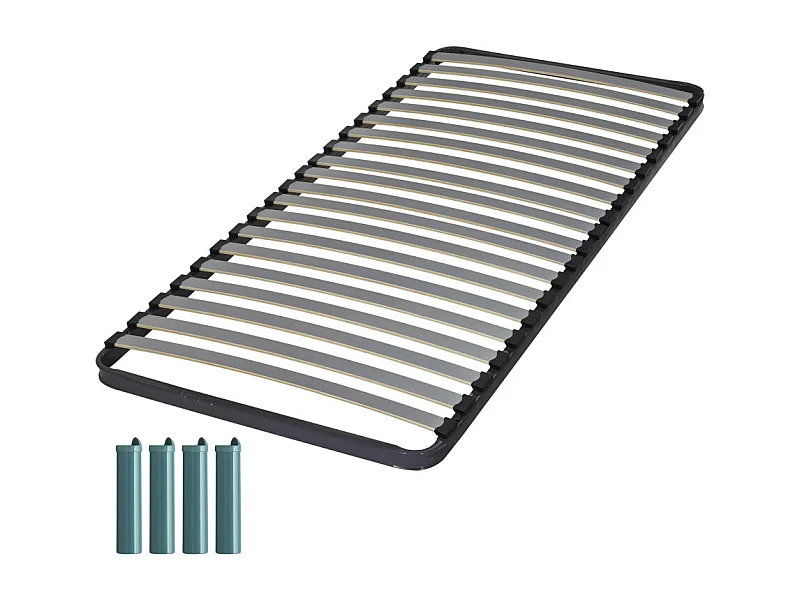 Sommier à lattes + pieds 90x200 Epsilon - 20 lattes bois - Fabrication française