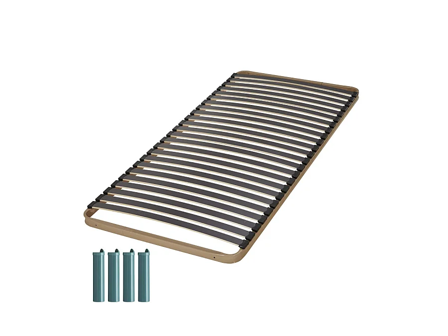 Sommier à lattes + pieds 90x200 C224 - 24 lattes bois - Fabrication française