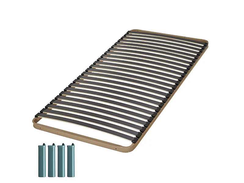 Sommier à lattes + pieds 90x200 C224 - 24 lattes bois - Fabrication française