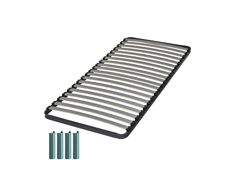 Sommier à lattes + pieds 90x200 C221 - 20 lattes bois - Fabrication française