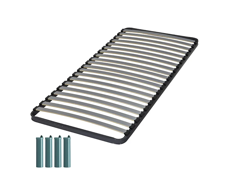 Sommier à lattes + pieds 90x200 C221 - 20 lattes bois - Fabrication française