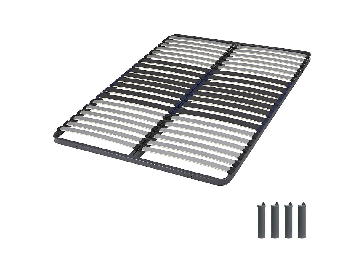 Sommier à lattes + pieds 140x190 C34 - 40 lattes bois - Fabrication française