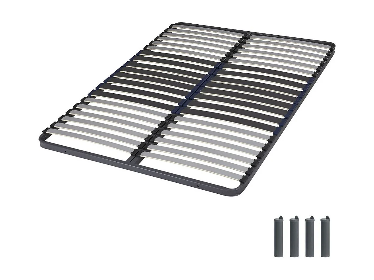 Sommier à lattes + pieds 140x190 C34 - 40 lattes bois - Fabrication française