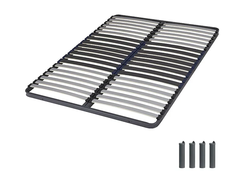 Sommier à lattes + pieds 140x190 C34 - 40 lattes bois - Fabrication française