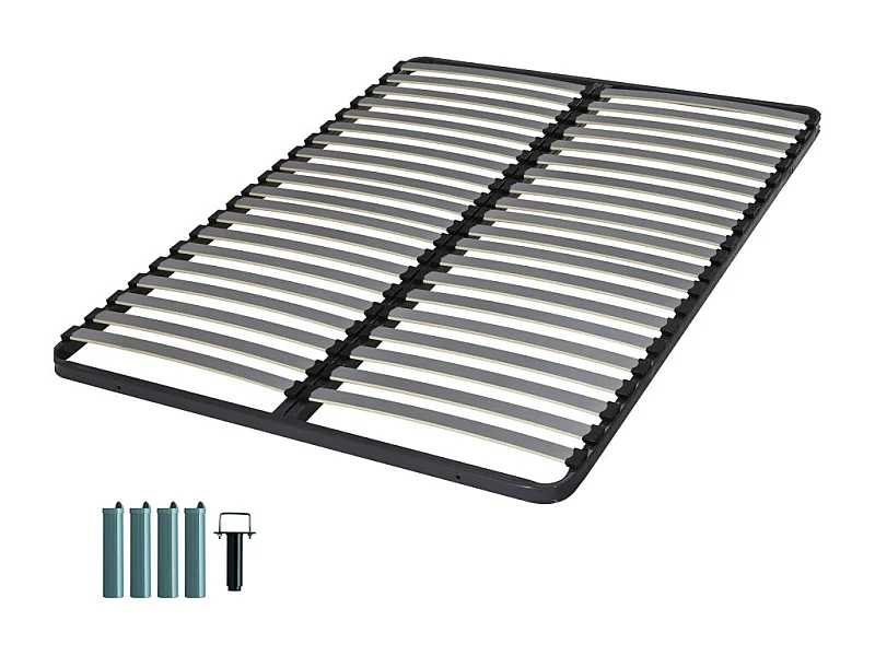 Sommier à lattes + pieds 120x190 Epsilon - 40 lattes bois - Fabrication française