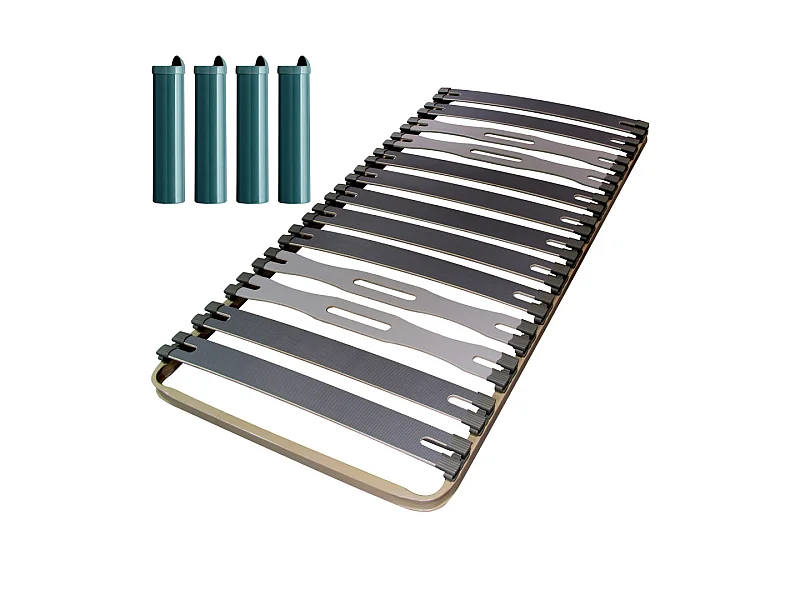 Sommier à lattes + pieds 90x190 C413 - 13 lattes bois - Fabrication française