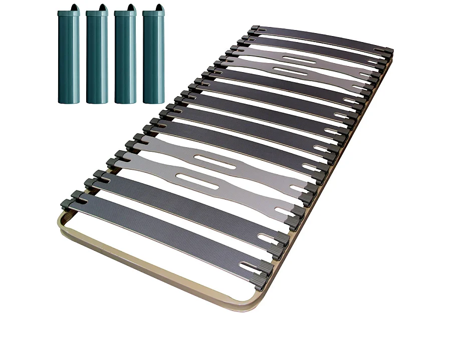 Sommier à lattes + pieds 90x190 C413 - 13 lattes bois - Fabrication française