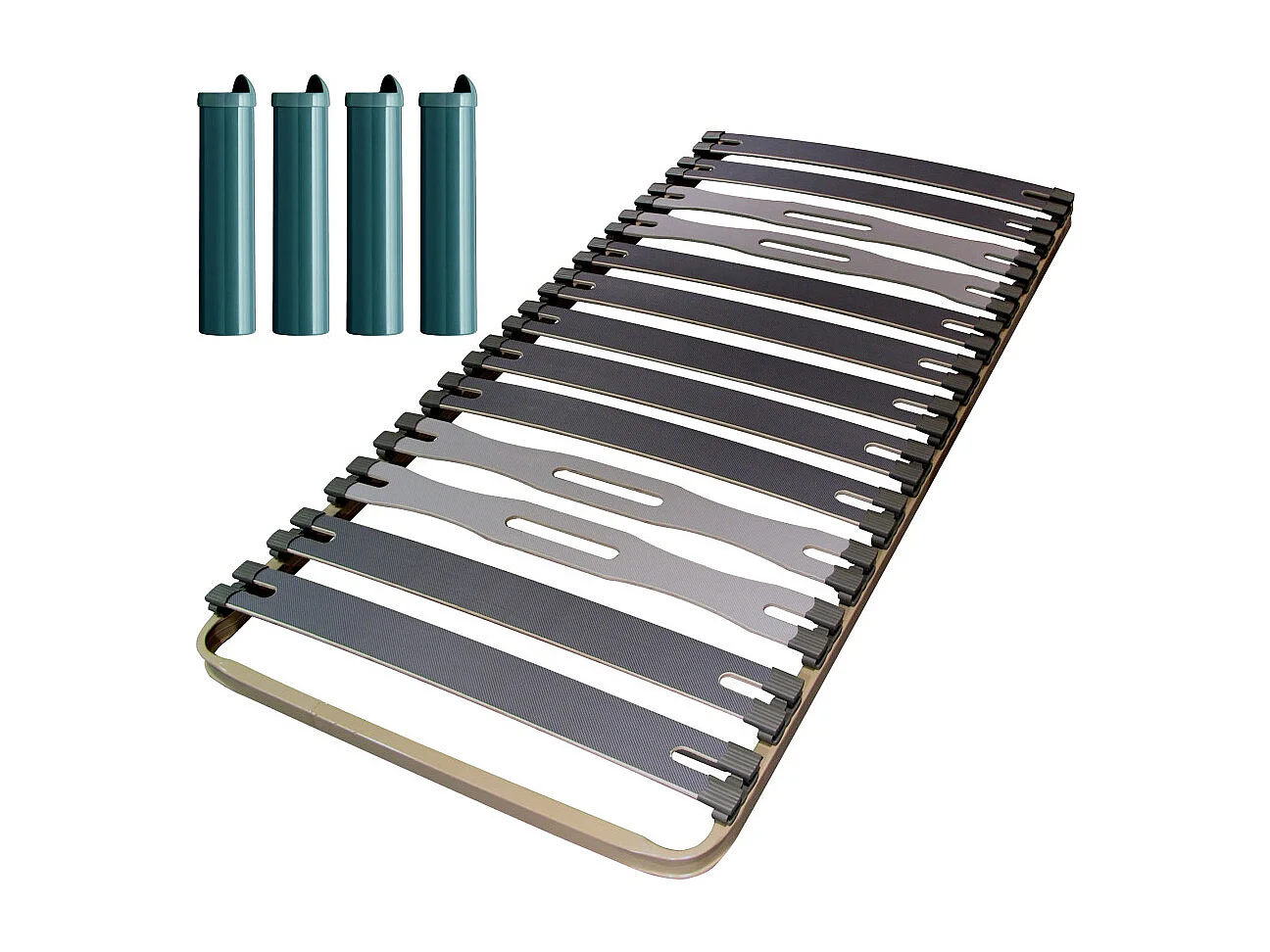 Sommier à lattes + pieds 80x190 C413 - 13 lattes bois - Fabrication française