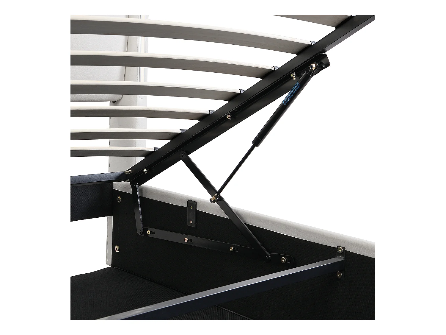 Lit coffre capitonné 140 x 190 cm - avec port USB pour recharge - avec éclairage LED - tête de lit réglable - PU - blanc (matelas non inclus)