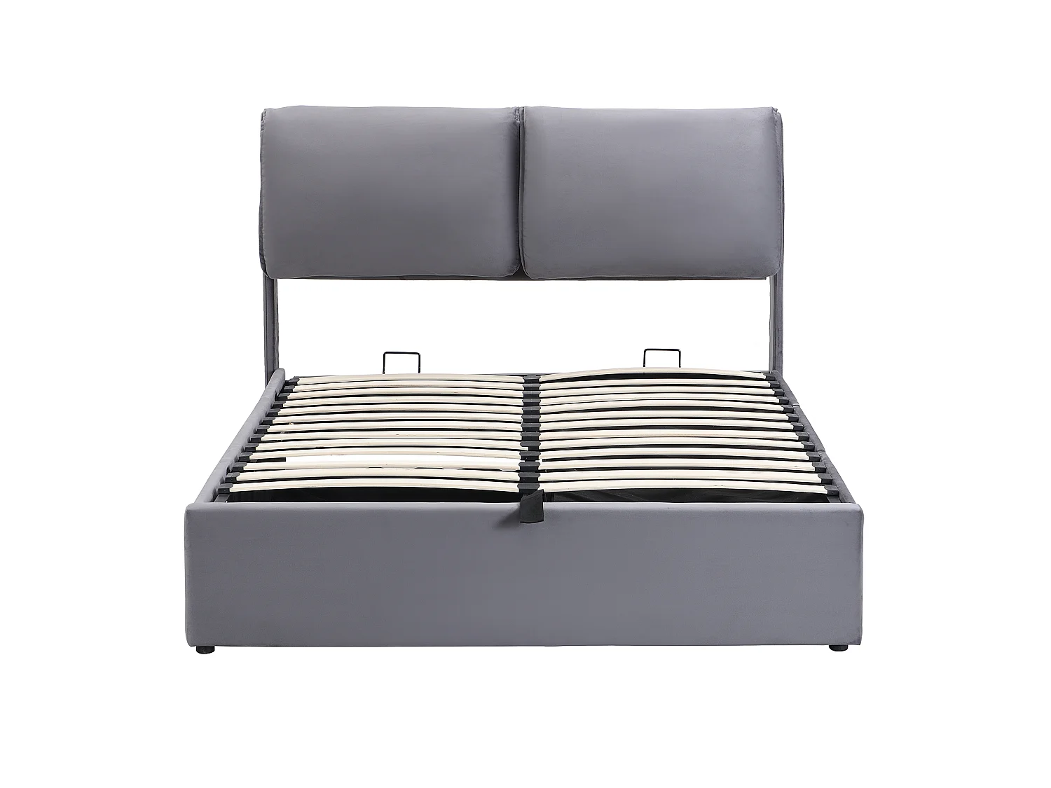 Upholstered storage bed 140x190cm - with three drawers - slatted base - velvet - grey (mattress not included)