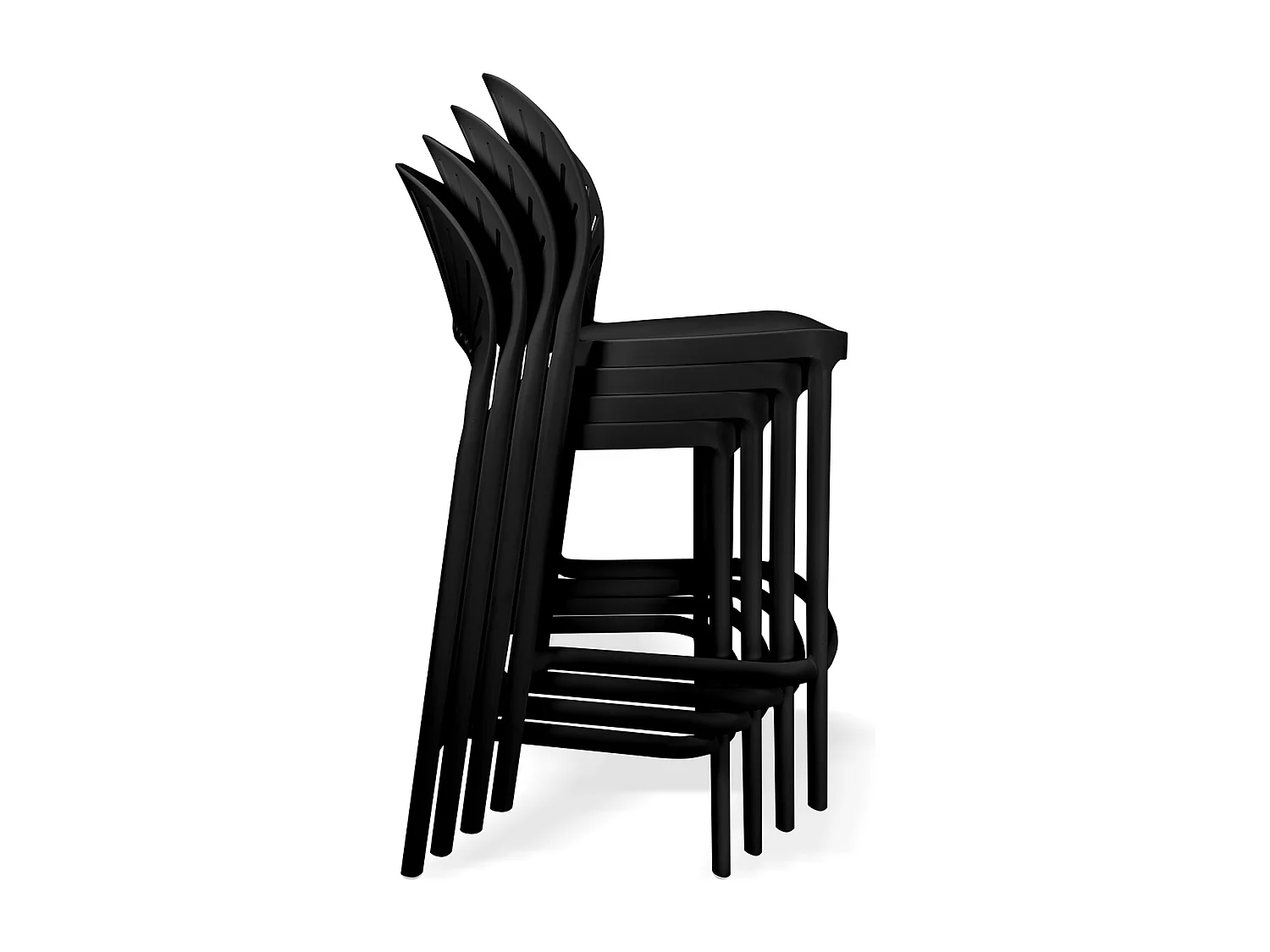 Sgabello cucina nero in plastica, sgabello alto - Sunny