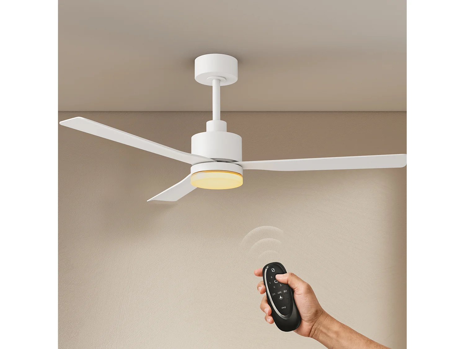 Ventilateur de plafond 55cm avec lumière et télécommande, Ventilateur