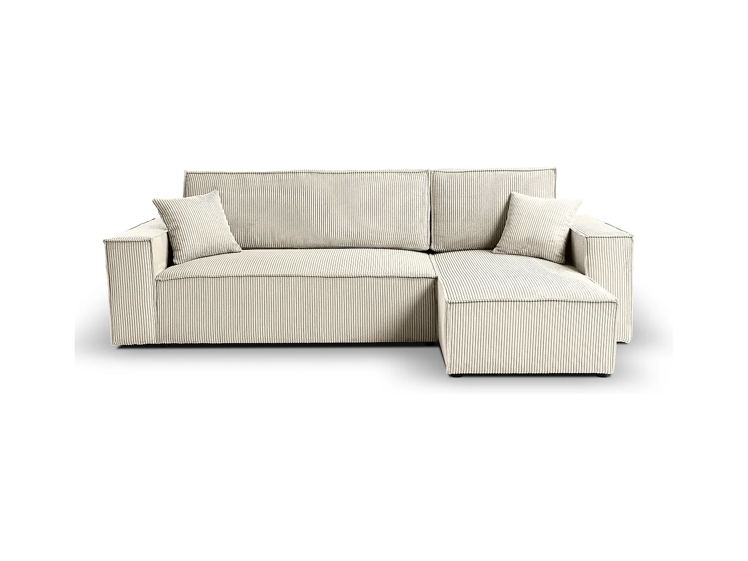 Canapé d'angle LISA convertible réversible coffre velours côtelé beige