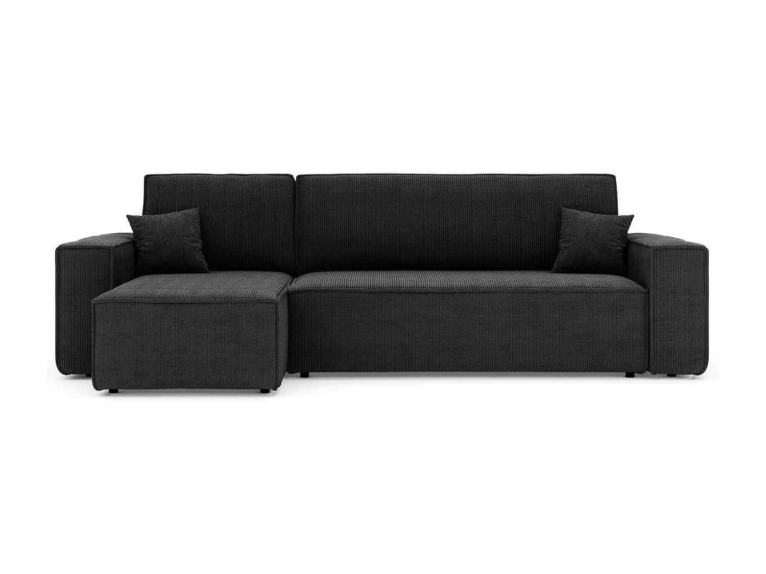 Canapé d'angle LISA convertible réversible coffre velours côtelé noir