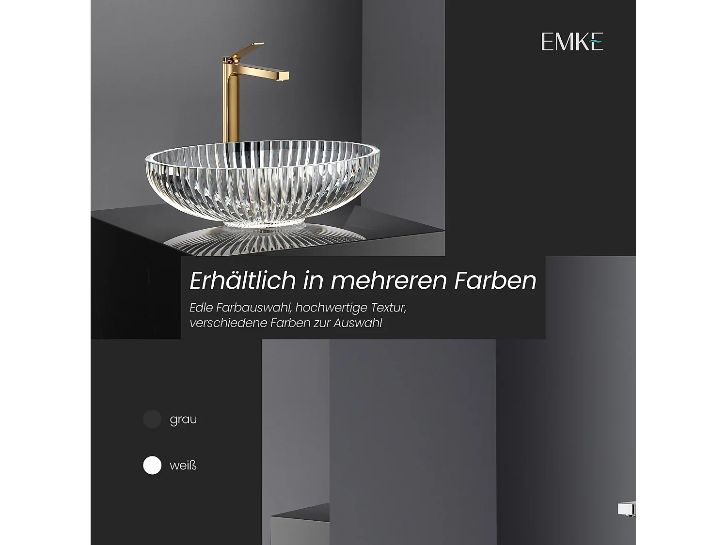 EMKE Vasque à Poser Ovale, 510 x 350 x 150 mm, Lavabo en Verre Noir, Design Montage sur Comptoir