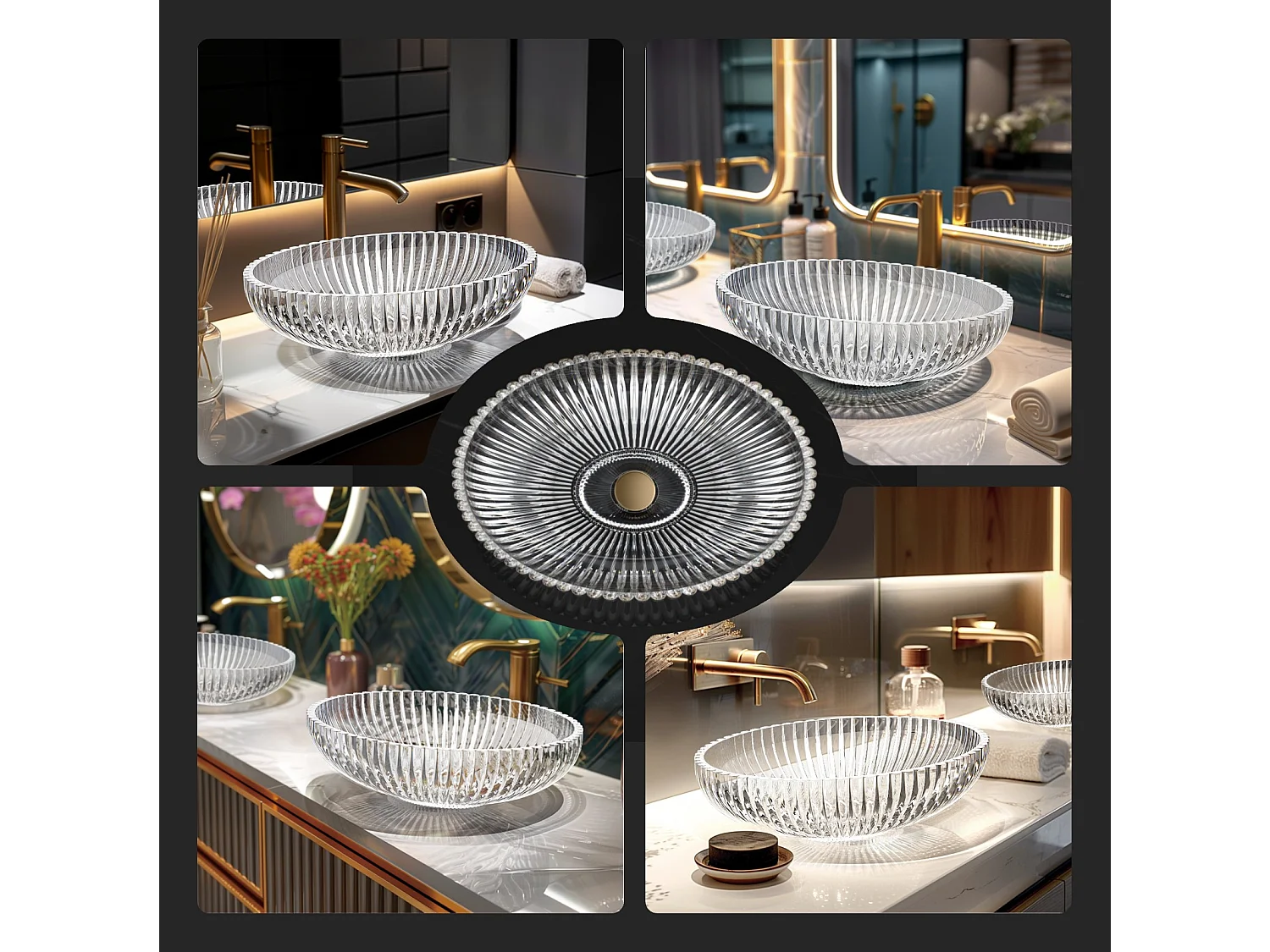 EMKE Vasque à Poser Ovale, 510 x 350 x 150 mm, Lavabo en Verre Transparent, Design Montage sur Comptoir