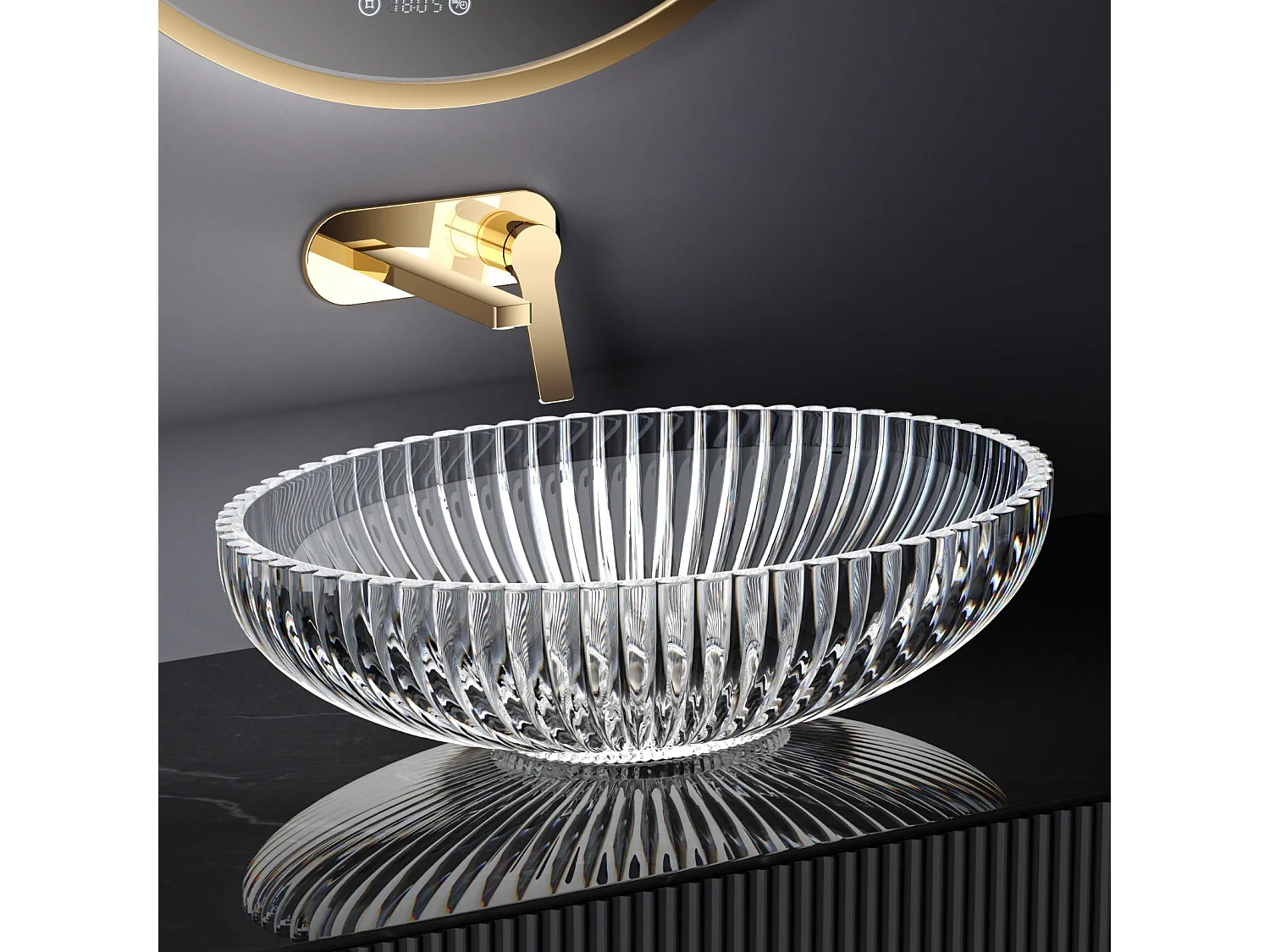 EMKE Vasque à Poser Ovale, 510 x 350 x 150 mm, Lavabo en Verre Transparent, Design Montage sur Comptoir