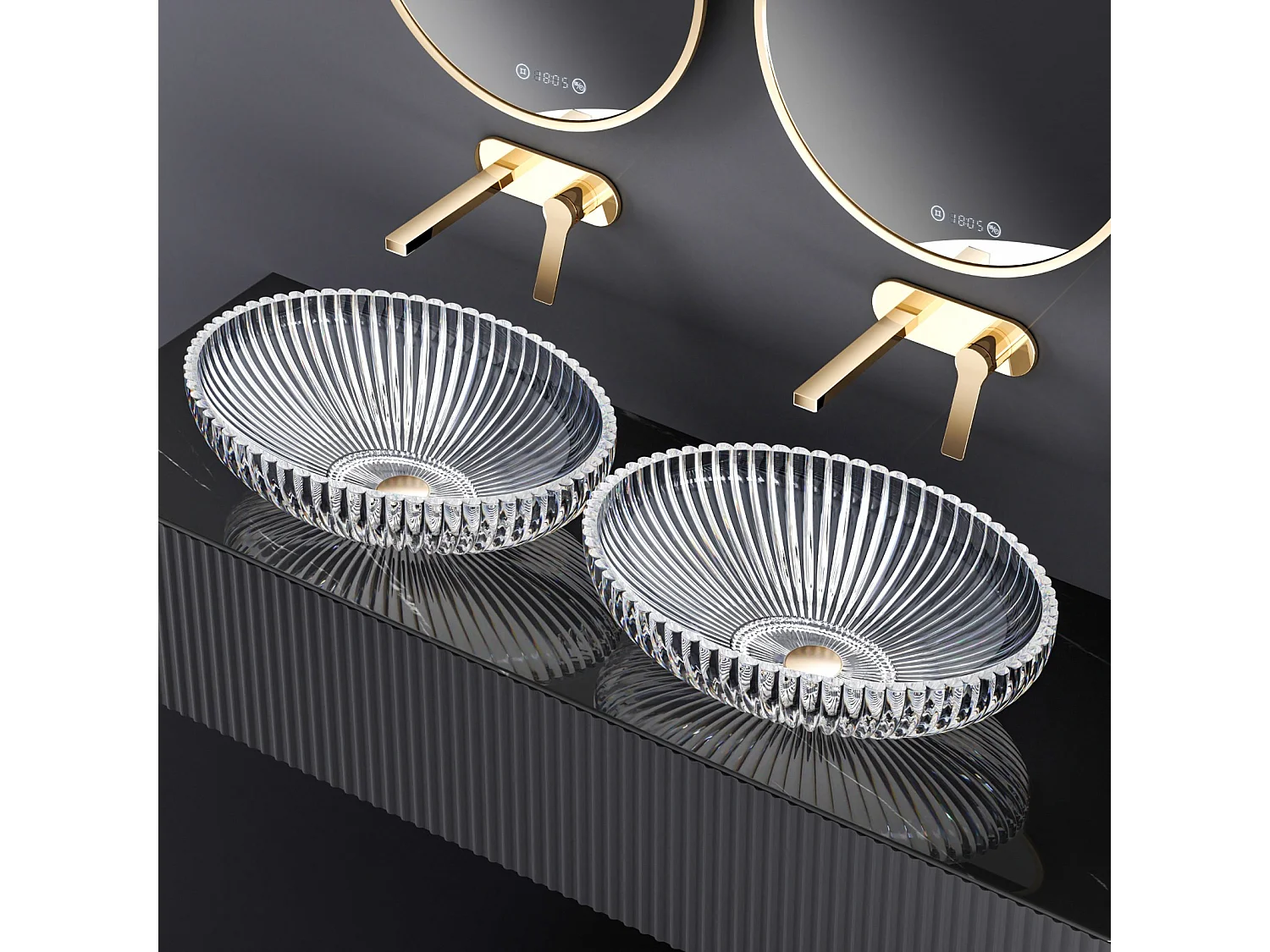 EMKE Vasque à Poser Ovale, 510 x 350 x 150 mm, Lavabo en Verre Transparent, Design Montage sur Comptoir