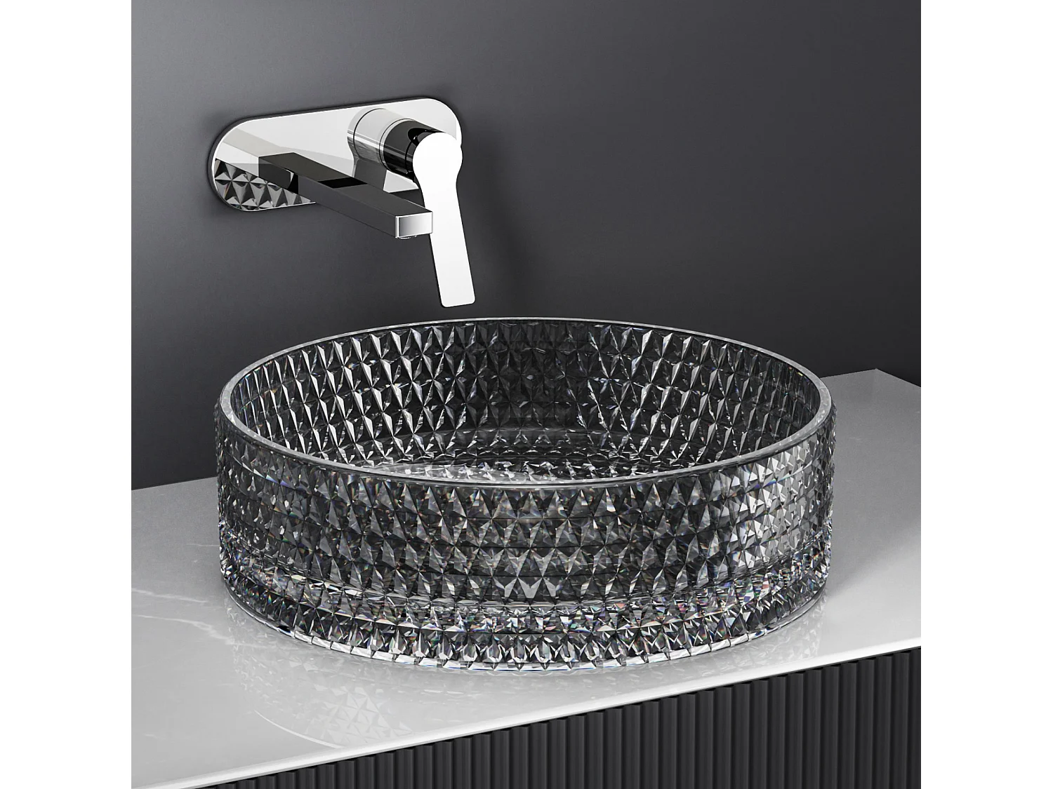 EMKE Vasque à Poser Ronde, 360 x 360 x 112 mm, Lavabo en Verre Noir, Design Montage sur Comptoir