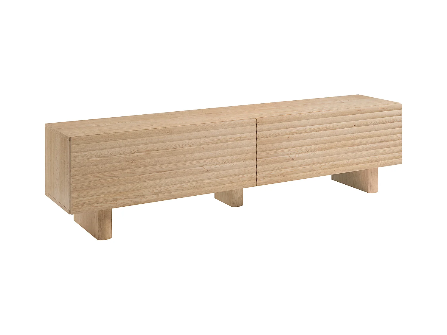 Mueble de TV con 2 puertas de MDF - 180 cm - Natural - LUDIMA