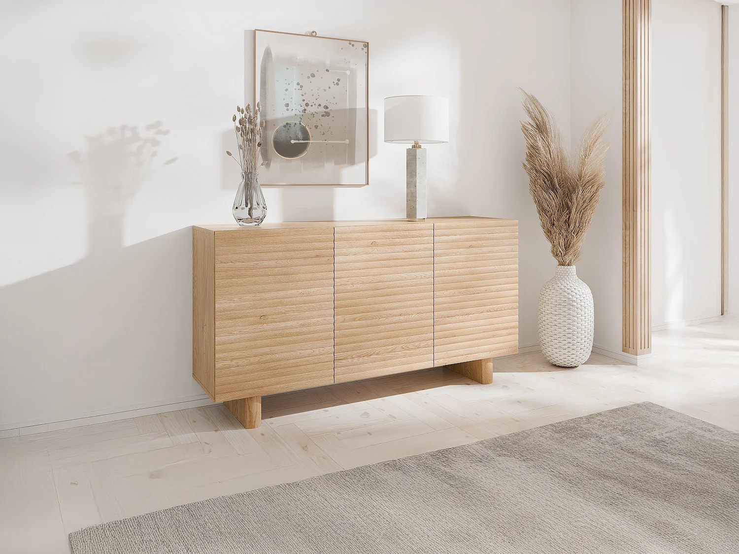 Buffet avec 3 portes en MDF - Naturel - LUDIMA