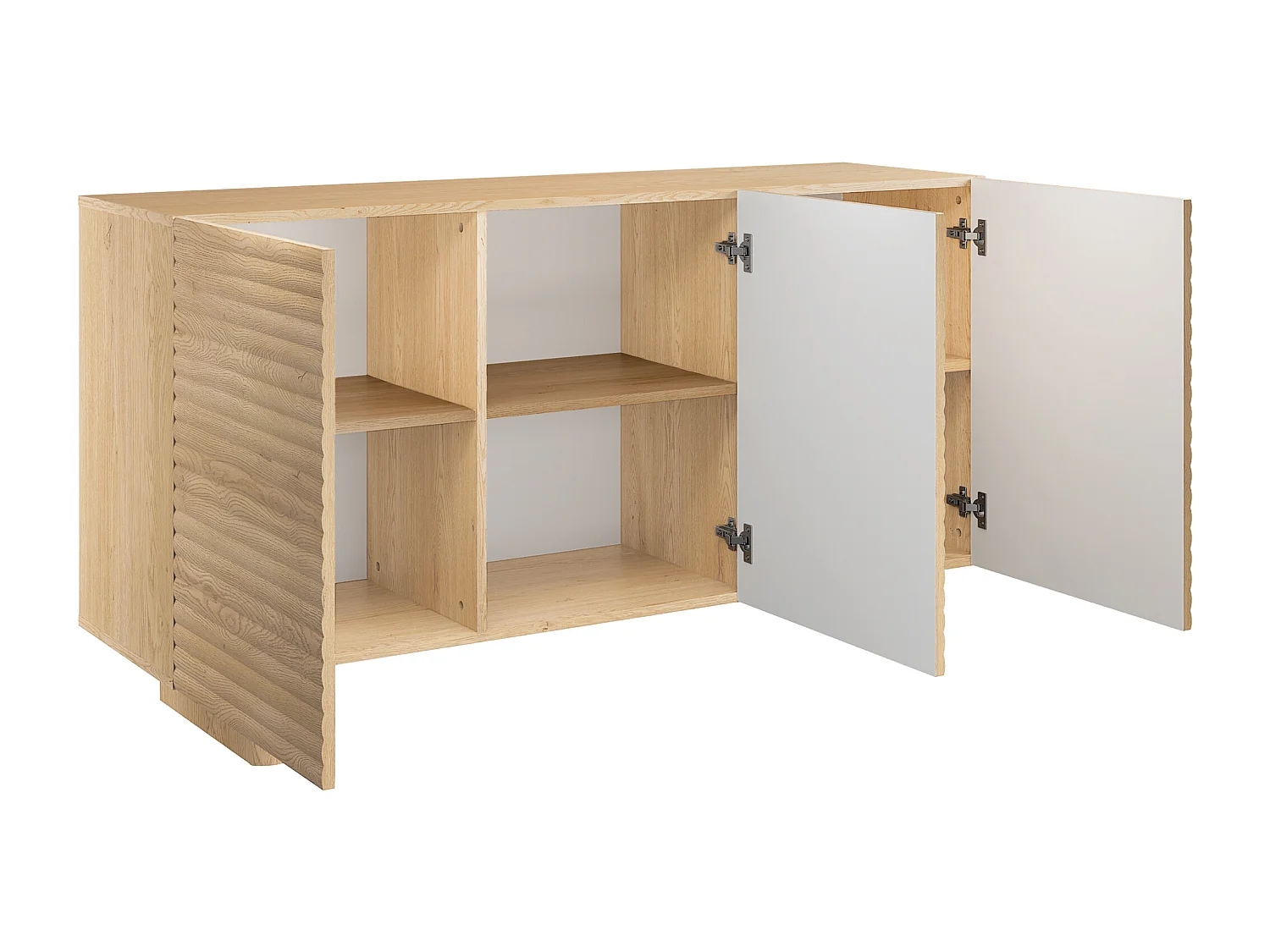 Aparador com 3 portas em MDF cor natural - LUDIMA