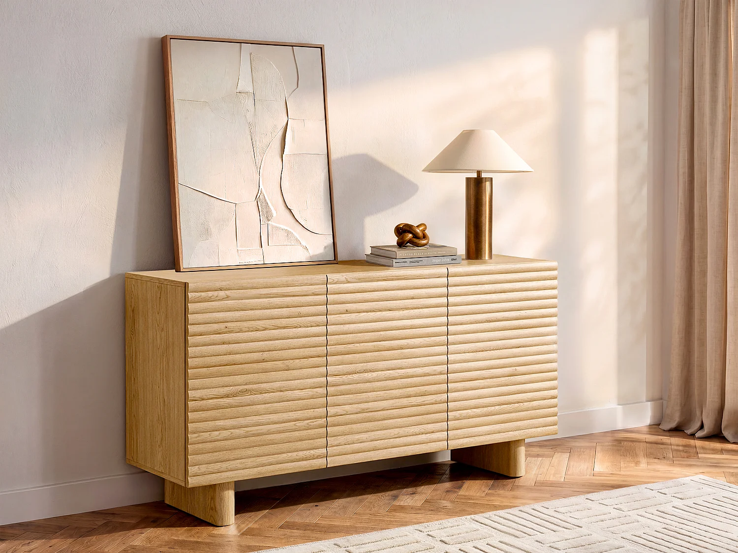 Buffetkast met 3 deurtjes in MDF - Houtlook - LUDIMA