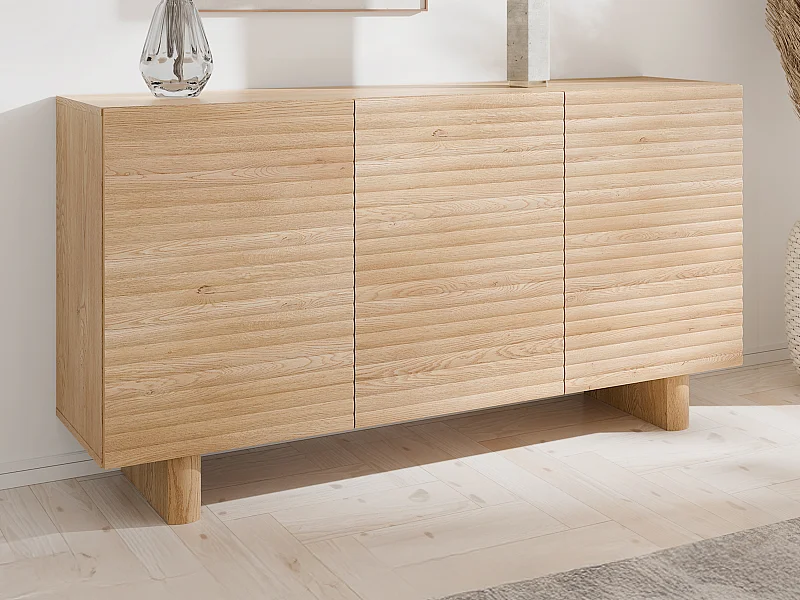Buffet avec 3 portes en MDF - Naturel - LUDIMA