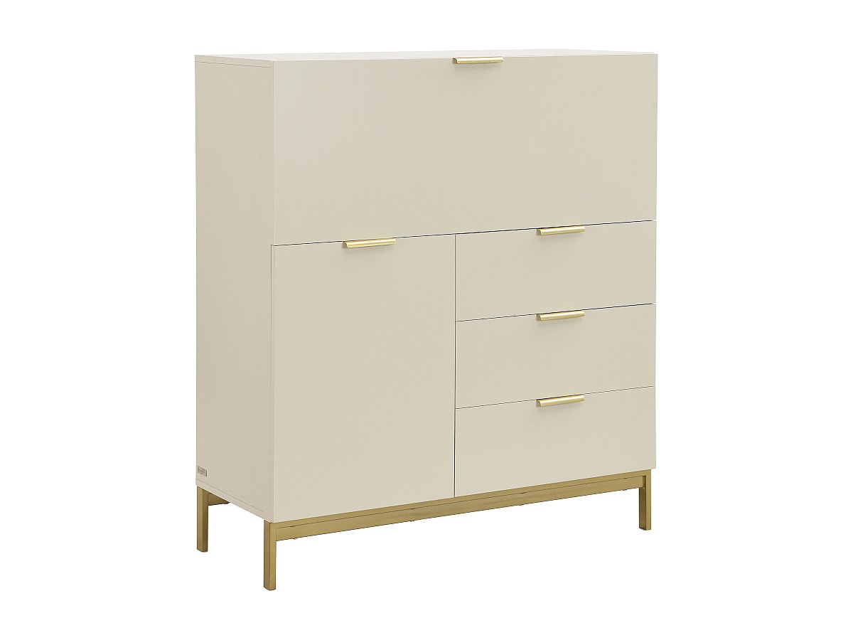 Sekretär mit 2 Türen & 3 Schubladen - MDF & Metall - Beige - ERWIN günstig online kaufen