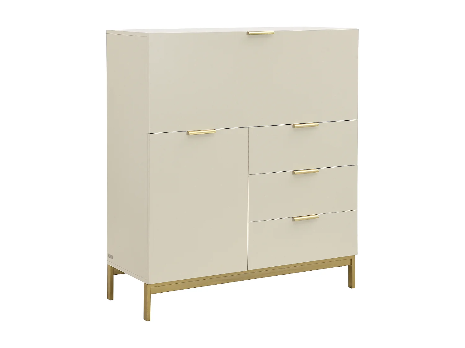 Secrétaire avec 2 porte et 3 tiroirs - MDF et métal - Beige - ERWIN