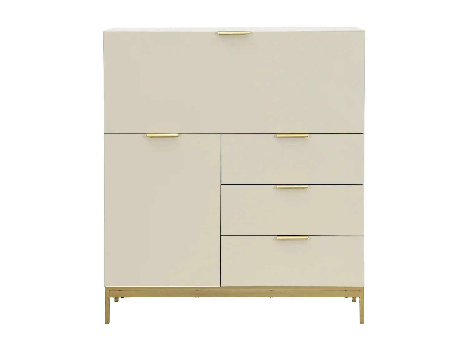 Secrétaire avec 2 porte et 3 tiroirs - MDF et métal - Beige - ERWIN