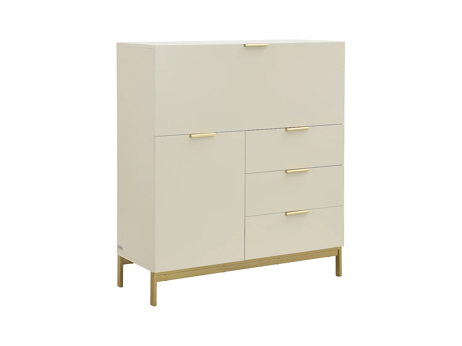 Sekretær med 2 låger og 3 skuffer - MDF og metal - Beige - ERWIN